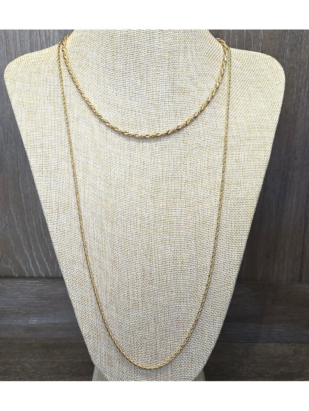 2pc Vintage Napier Rope Necklaces 30" 16" Gold